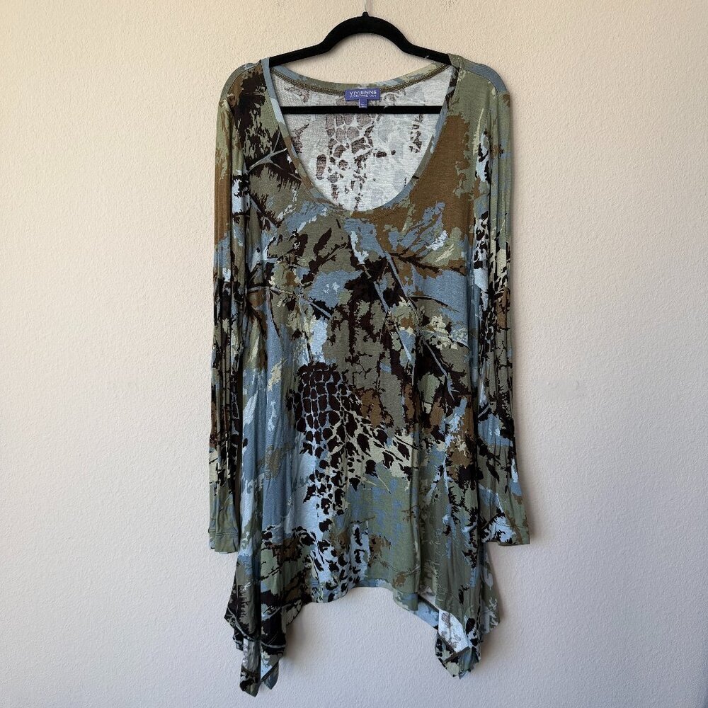 Vivienne Tam Vintage Y2K Abstract Printed Tunic Top Size L
